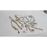 A mixed lot of jewellery including diamonte'