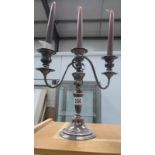 A silver plate candelabra