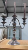 A silver plate candelabra