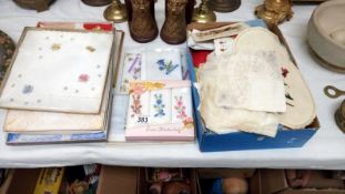 A mixed lot of embroidered items etc