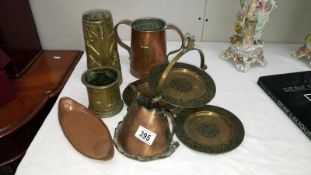 A mixed lot of brass and copper