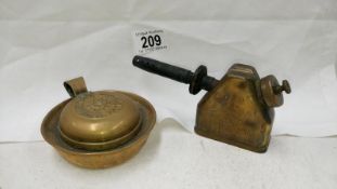 A vintage brass 'The Seamless Stove' and 'Little Wonder' brass blow torch