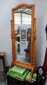 A pine cheval mirror