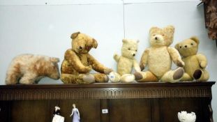 A box of vintage teddy bears
