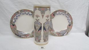 A Mason's Ironstone Liberty London Ianthe pattern vase and 2 plates