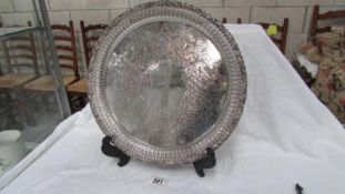 A heavy silver plate tray