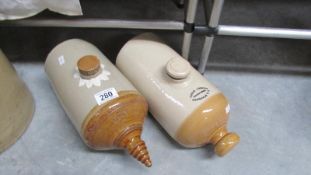 2 stoneware hot water bottles