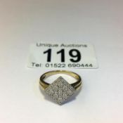 A yellow gold diamond shaped 20pt diamond ring
