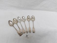 6 silver dessert spoons, 5 being Georgian Glasgow 1819 and one 1838