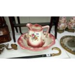 A Staffordshire jug and basin set