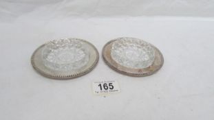 2 silver and glass sweetmeat dishes