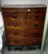 A mahogany Victorian veneered bow front chest of drawers