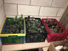 3 boxes of clear glass bottles (Approximately 60)