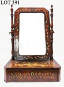 A marquetry inlaid toilet mirror