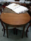 A pair of 'D' end tables and leaf dining table