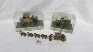 2 boxed horse drawn carriages & state coach
