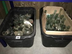 2 boxes of mixed glass bottles (Approximately 40)