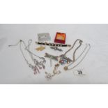 A mixed lot of jewellery including dragon fly brooch, horse earrings,