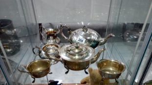 Two 3 piece silver plate tea sets