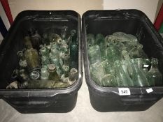 2 boxes of assorted clear bottles (Approximately 50)