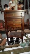 A mahogany 3 drawer bedside chest