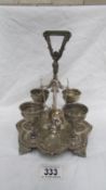 A silver plate egg cup stand