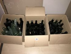 3 boxes of brown beer bottles and others (Approximately 45)