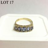 A five stone tanzanite ring set in 9ct gold