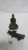 A bronze Buddha and a bronze Chinese figure