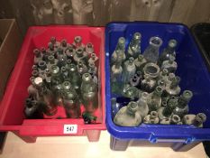 2 boxes of plain mixed glass bottles (Approximately 50)