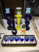 A quantity of early glass vases etc.