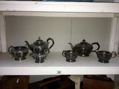 Two 3 piece silver plate tea sets