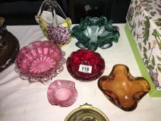 A quantity of glass dishes including Murano