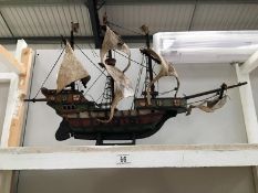 A vintage model sailing boat of the Santa Maria