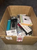 A large box of memory sticks & other electrical items