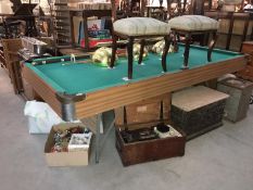 A pool table,