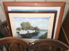 2 framed boating prints,