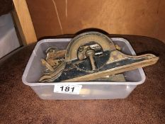 A set of old balance scales etc