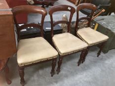 A set of 3 Victorian mahogany dining chairs