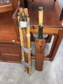 A vintage Calvacade cricket bat and stumps