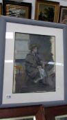 A framed and glazed oil on paper 'Sarah's Hat' signed P Kabrol 1954
