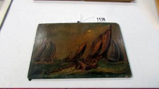 A small 19th century oil on board seascape