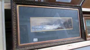 A framed and glazed watercolour 'Shipwreck' signed T Hart, image 49 x 13cm