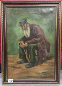 An oil on canvas of a seated Jewish gentleman by S. Adler, (Loft find in Whitechapel, in 1970's)