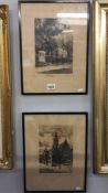 A pair of framed and glazed German engravings both signed, images 24 x 17cm