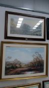 2 framed and glazed prints 'Autumn Shades' and 'Country Hamlet'