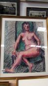 A pastel nude study by Lewis Davies, signed