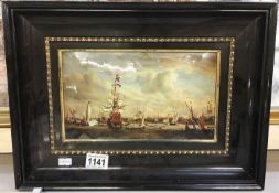 A framed nautical battle scene