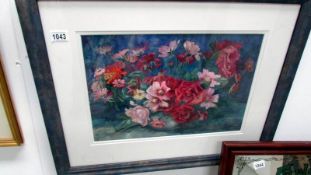 A framed and glazed floral watercolour