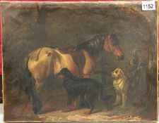 Oil on canvas Horse scene with Dogs. Possibly John Frederick Herring (1795-1865)